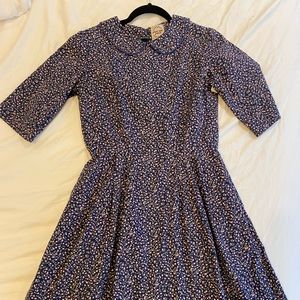 Plum and pigeon dress